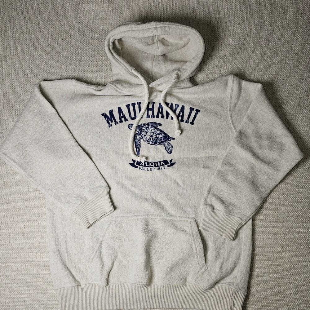 MJ Apparel Oatmeal Color Knit Sweatshirt  Aloha Maui Hawaii Med PT22.5 L 25 - Picture 3 of 8